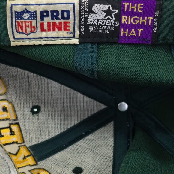 Green Bay Packers Hat - Vintage 90s Starter Pro Line NFL Football Cap Adj Strap - Picture 5 of 5